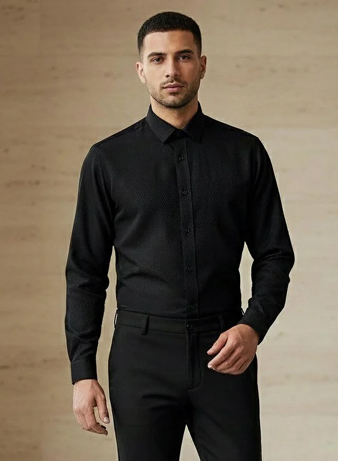 Splash FAV Men Regular Fit Self Texture Dobby Collar Shirt